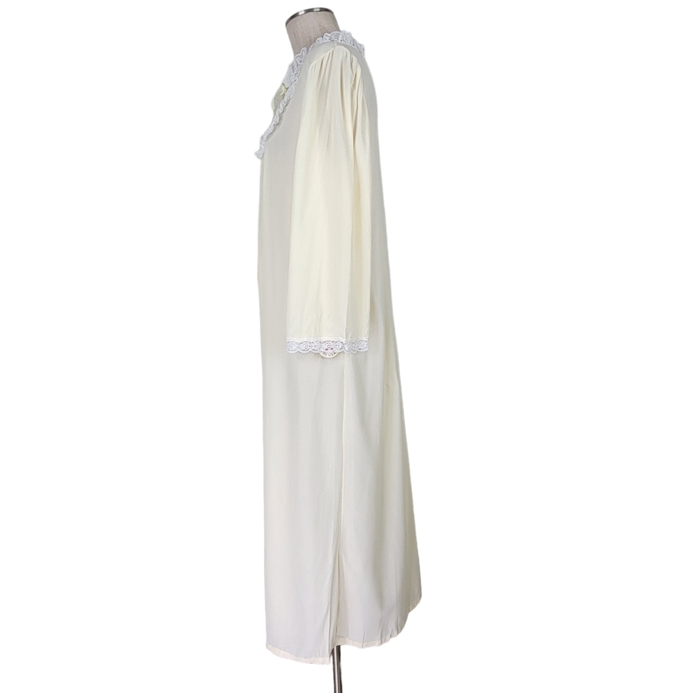 Spotlight Nightgown Sz L Yellow Embroidered White Trim Lace Soft Vintage USA New - Picture 5 of 15